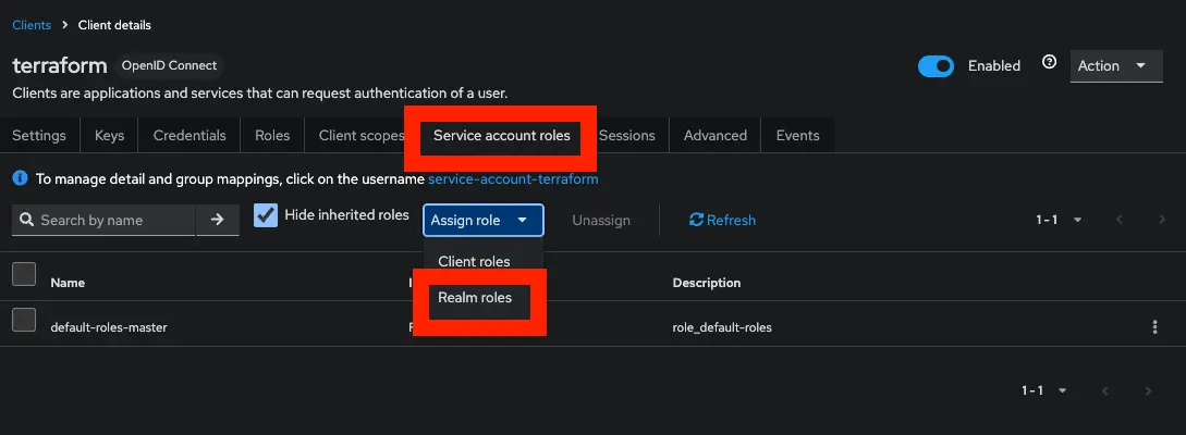 keycloak-master-realm-client-details-terraform-service-account-roles-assign-role